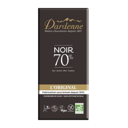 Tablette de Chocolat Sans Gluten Noir 70% BIO